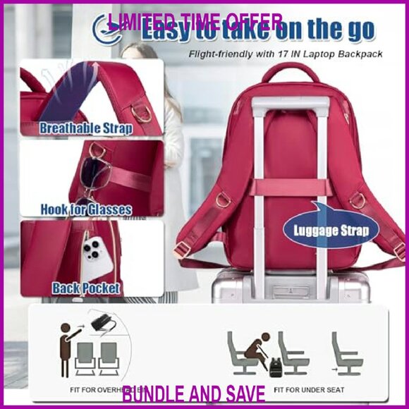 Insulated Laptop Backpack with Lunch Cooler Compartment 15.6 Inch - Picture 7 of 8